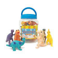 bucket of educational dinosaur figures