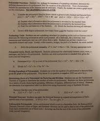 Solved Polynomial Functions Students