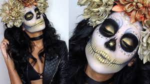 gold sugar skull makeup tutorial