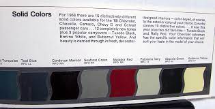1968 Chevrolet Color Paint Chip S