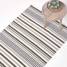 black grey striped cotton modern rug
