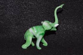 Miniature Glass Elephant Figurine Green