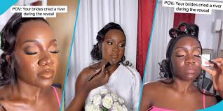 bride ruins her makeup with tears of