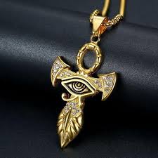 diamond eye of horus anka cross pendant