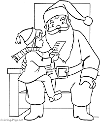 Free coloring sheets to print and download. Christmas Coloring Pages On Santa S Knee Coloring Home