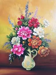 beautiful flowers in the vase painting