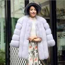 Faux Fox Fur Mid Length Coat
