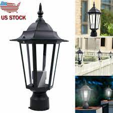 black outdoor post lamp pole driveway