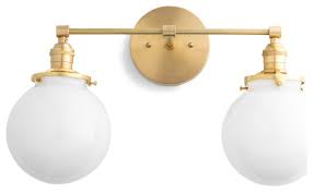 Bathroom Vanity Light Brass Vanity Opal Glass Globe Lights Contemporary Bathroom Vanity Lighting By Peared Creation