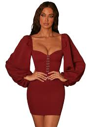 Check spelling or type a new query. Haute Nights Balloon Sleeve Corset Mini Dress Burgundy Oh Polly