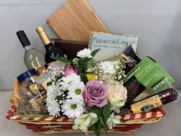 premium wine and snack gift basket in