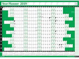 2019 Year Yearly Annual Office Home Wall Planner Calendar Chart Includes Uk Ireland Bank Holidays Unmounted Unlaminated Green Medium 49cm X 35cm