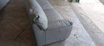 Milano 4 Seater Leather Sofa Light Grey