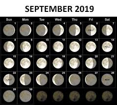 September 2019 Moon Phases Calendar Moon Phase Calendar