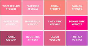 pink colors with names hex rgb