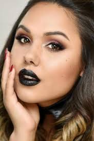 soft goth makeup with black lipstick