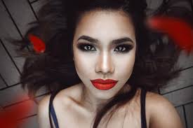 face red lipstick makeup portrait