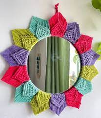 Multicolor Cotton 8 Inch Macrame Mirror