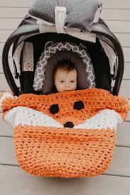 Crochet Fox Owl Bear Car Seat Blanket