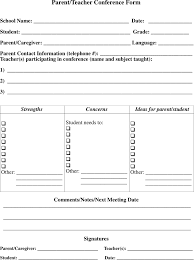 Parent Teacher Conference Forms Template Free Download Speedy