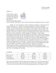 Nothing seems to shake apple's stock. Katie Tomaselli Economics P 1 Apple Inc Ticker Symbol
