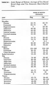 Normal Joint Range Motion In The Dog And Cat