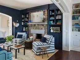 Navy Built In Cabinets And Shelves