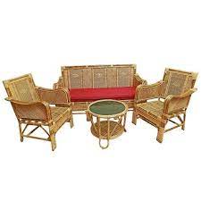 5 seater brown bamboo outdoor cane sofa