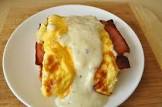 brunch eggs with herbed cheese sauce