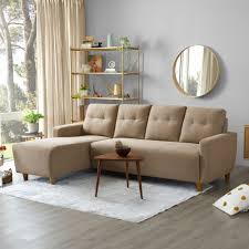 lhs l shape brown color sofa set