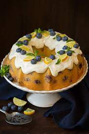 Lemon Blueberry Bundt Cake With Glaze gambar png