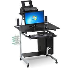 Shop for mobile computer desk at walmart.com. Yaheetech Mobile Computer Desks With Keyboard Tray Printer Shelf And Monitor Stand Small Space Home Office Furniture Black Buy Online In Bahamas At Bahamas Desertcart Com Productid 28768936