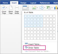 insert a table in word for mac