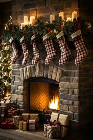Cozy Fireplace With Stockings And