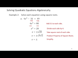 A2 U3 Solving Quadratic Equations By