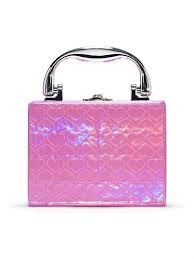 s pink holographic makeup case