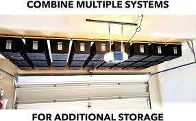 A storage rack made of wood might do. Overhead Garage Storage Rack Organize Up To 13 Storage Tote Container Bins On The Ceiling Amazon Com