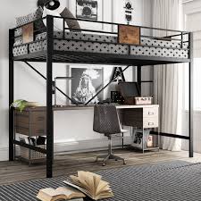 amolife metal twin size loft bed frame