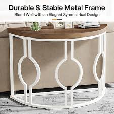 Wood Half Circle Console Table For