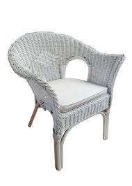 white cane chair with padded cushion h