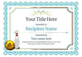 Bowling Award Certificate Template Classic Image Funny Awards