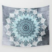 Bohochic Mandala In Blue Wall Tapestry