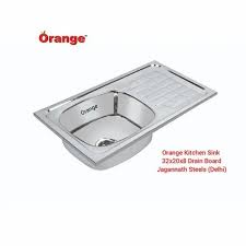 grey orange single bowl kitchen sink
