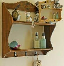 wall shelf hanging hooks vintage wooden