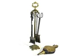 vintage fireplace tool set brass