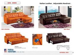 Italian Leather L Shape Sofa Bed W