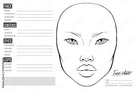 face chart blank makeup artist vector