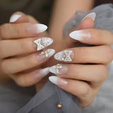 ombre glitter faux ongles white french