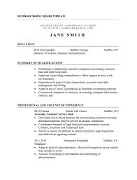 For Internship Basic Resume Examples Internship Resume