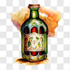 Watercolor Painting Of Glass Bottle Png